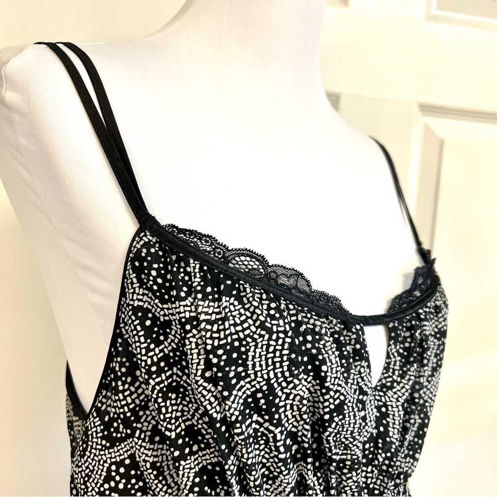 Oscar De La Renta Y2K babydoll Women’s black floral lace slip dress Pink Label L - Picture 4 of 9